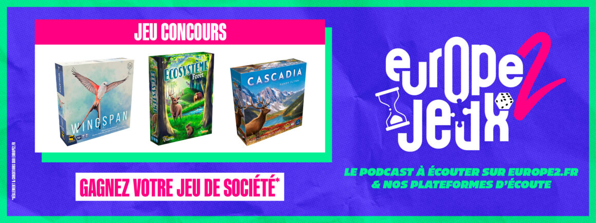 Écoutez le podcast Europe 2 Jeux et gagnez vos boites de jeux sur la thématique des animaux !